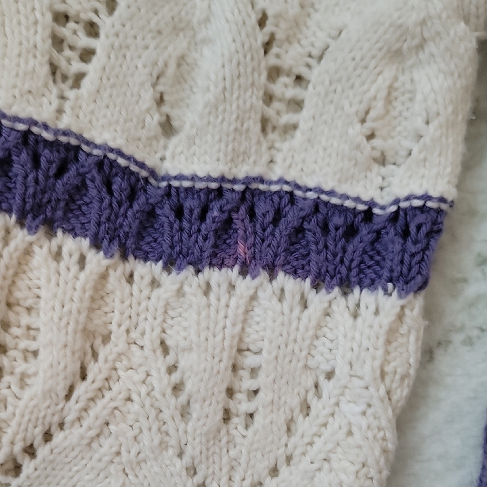 Universal Thread Cream and Purple V-Neck Sweater - Picture 5 of 9